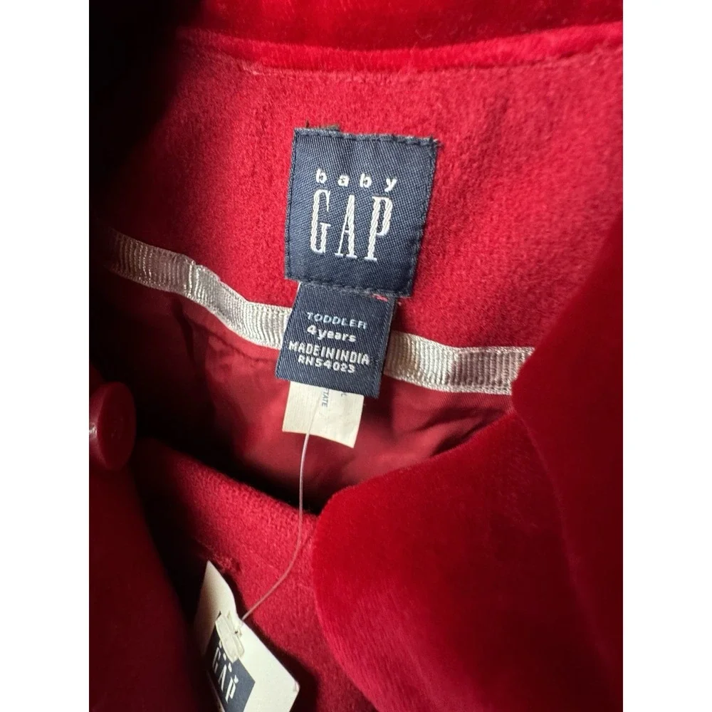 Baby Gap‎ Toddler Coat Size 4 years Peacoat  Red Winter Jacket Wool Blend NWT